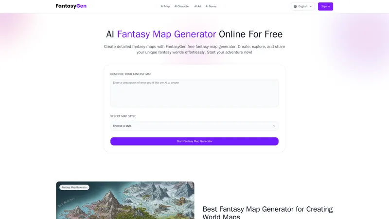 FantasyGen - AI 판타지 지도 생성기로 상상의 세계를 창조하세요