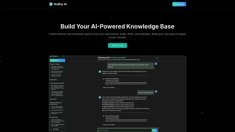 Nullity AI - Создайте свою базу знаний с искусственным интеллектом