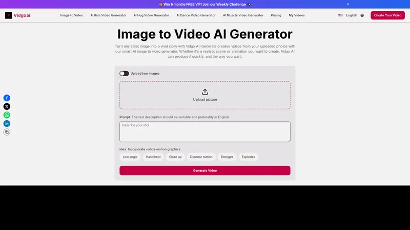 VidgoAI - Превратите фото в видео с помощью AI
