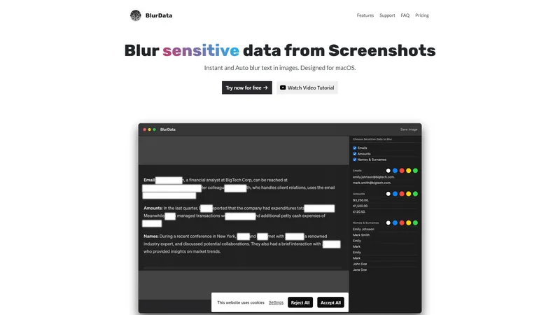 BlurData - macOS向けの機密データを瞬時にぼかすツール