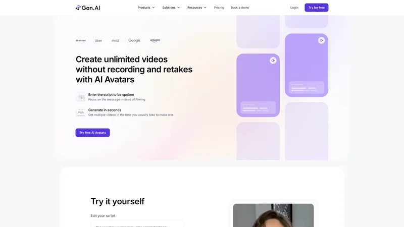 Gan.AI | Avatar - Buat video tanpa rekaman dan pengulangan dengan Avatar AI