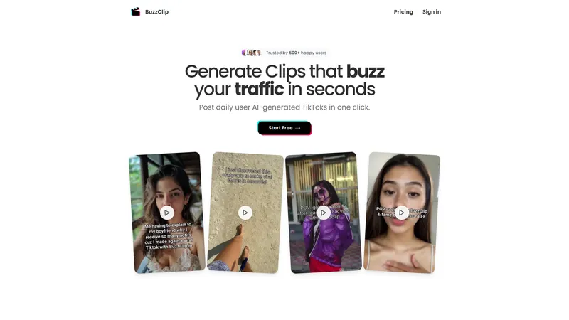 BuzzClip - Создавайте вирусные UGC TikTok за 60 секунд