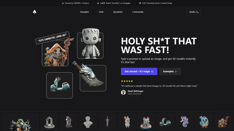 3D AI Studio - Gere modelos 3D a partir de imagem ou texto em segundos